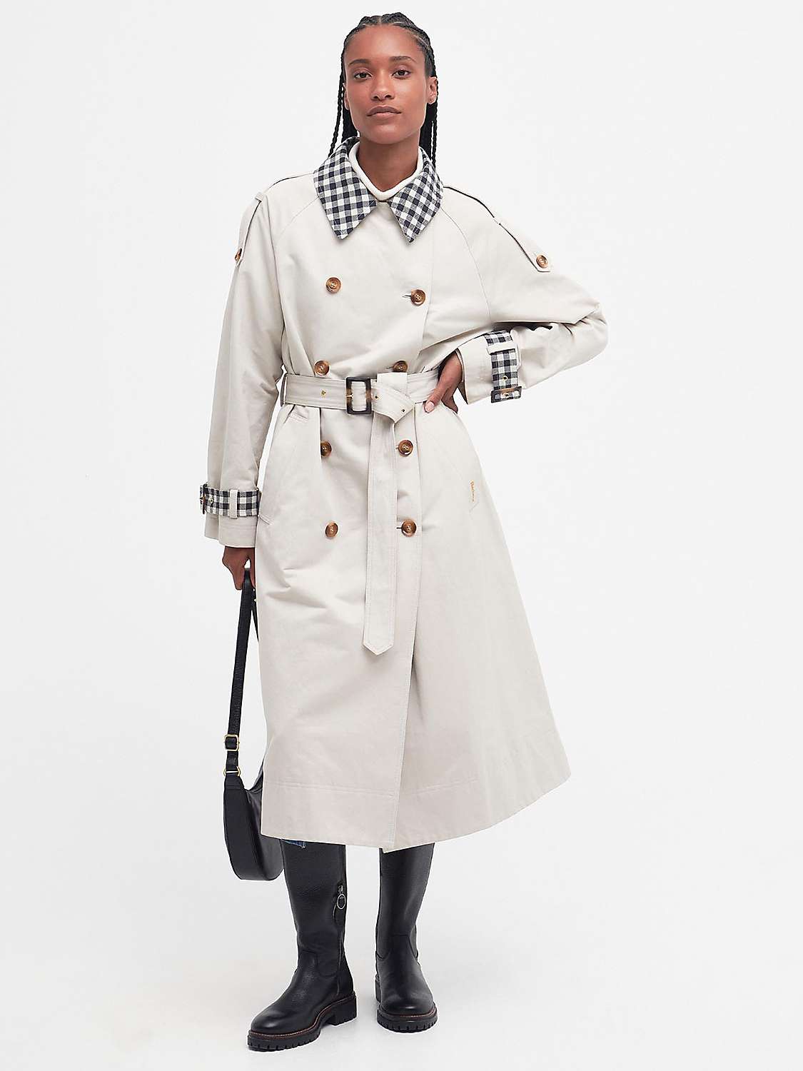 Buy Barbour Tomorrow's Archive Blaire Showerproof Trench Coat, Blanc Online at johnlewis.com