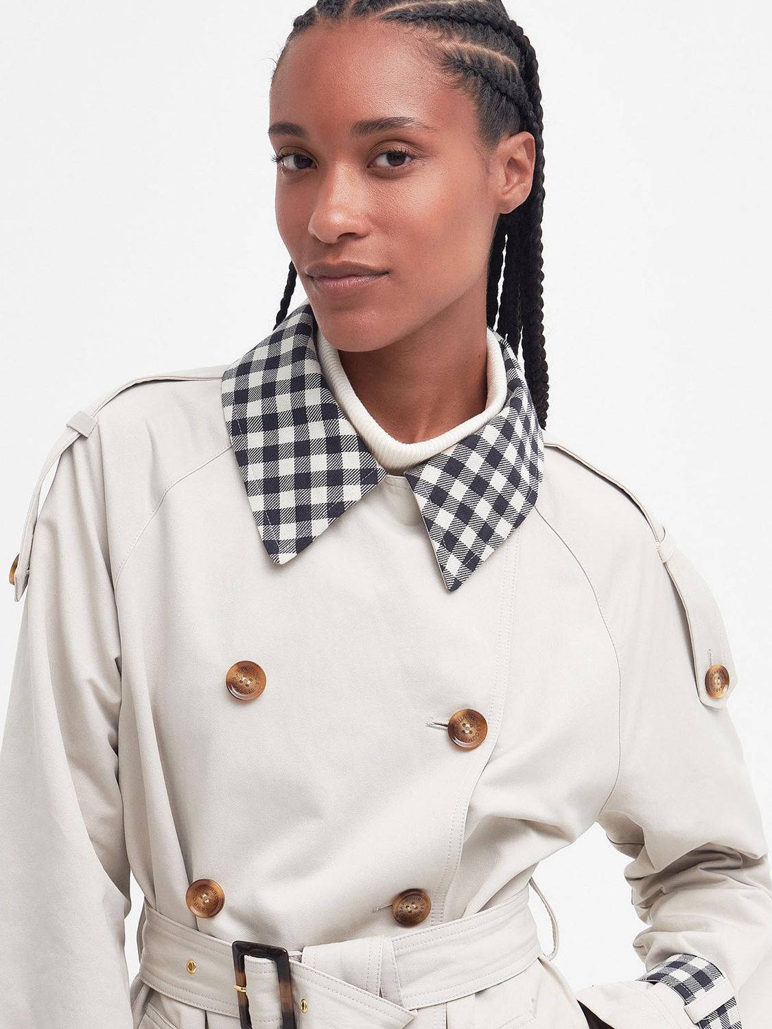 Buy Barbour Tomorrow's Archive Blaire Showerproof Trench Coat, Blanc Online at johnlewis.com