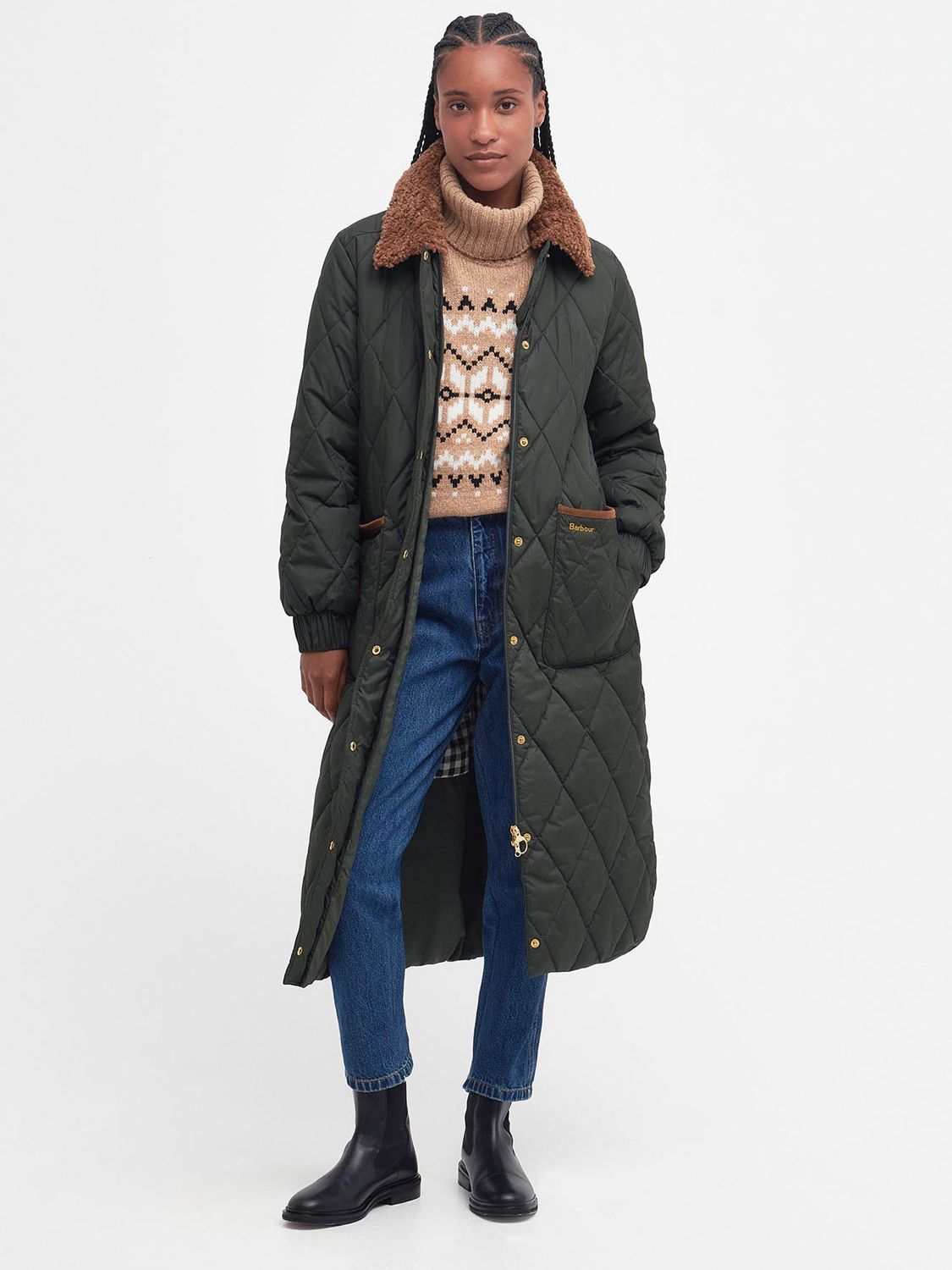 Barbour Tomorrow's Archive Dalmeny Quilted Coat, Sage at John Lewis ...