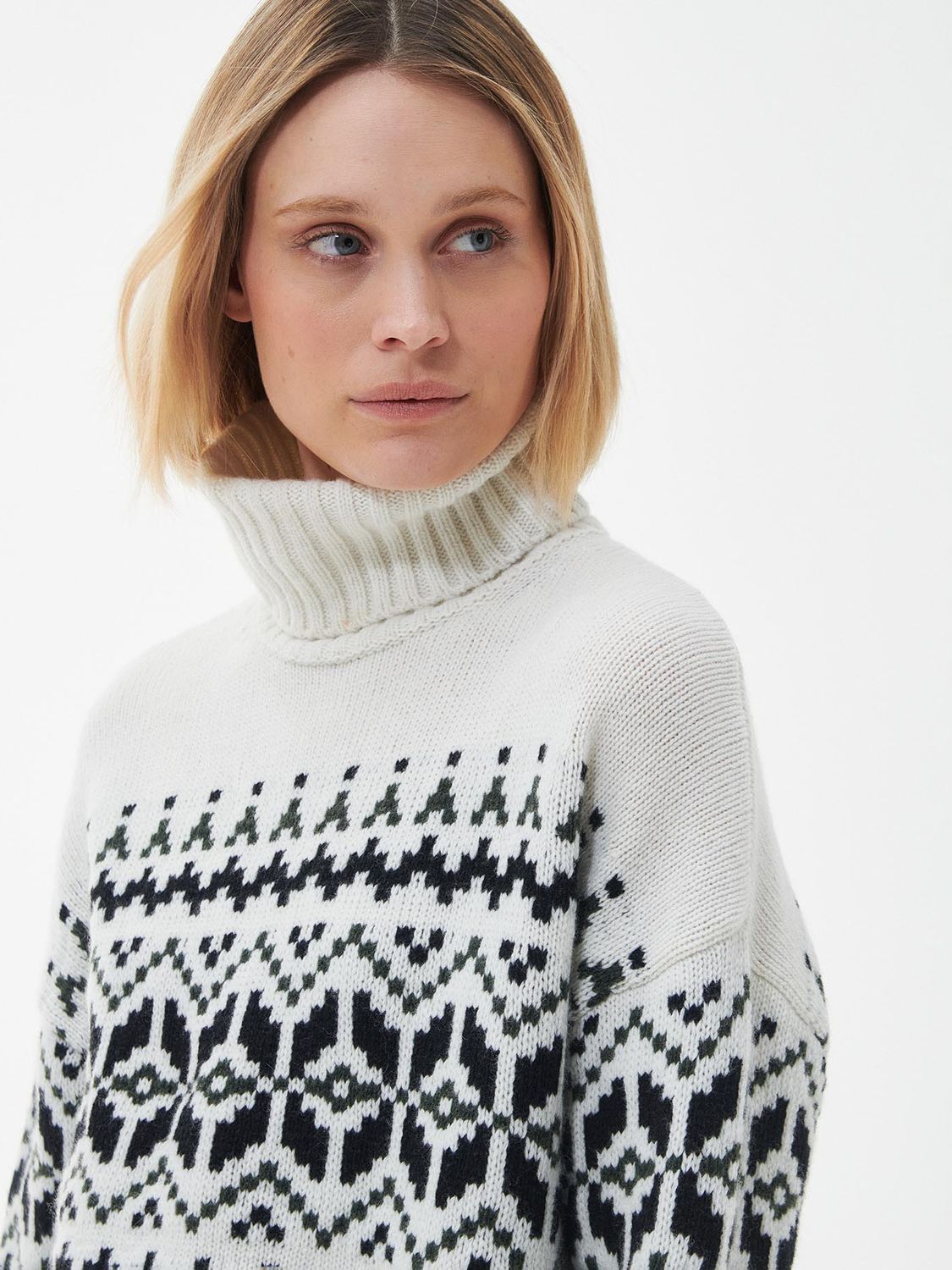 Barbour Patrisse Fair Isle Knitted Jumper, Antique White