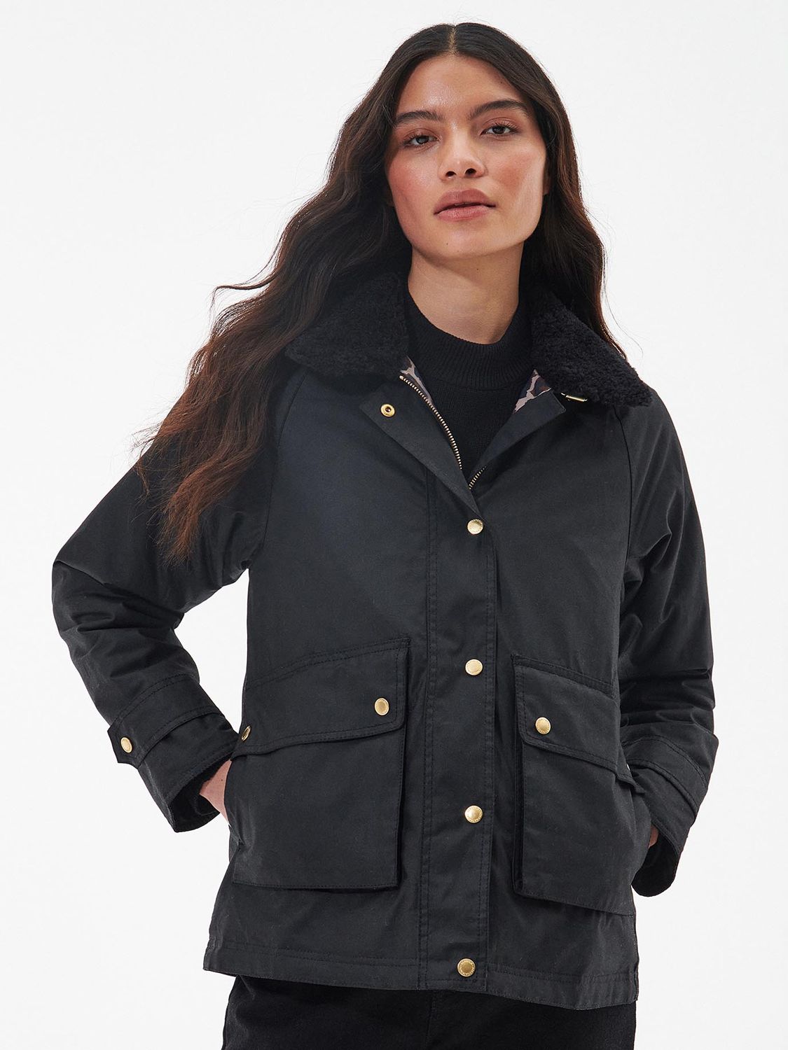 Barbour International Aprilla Waxed Jacket, Black