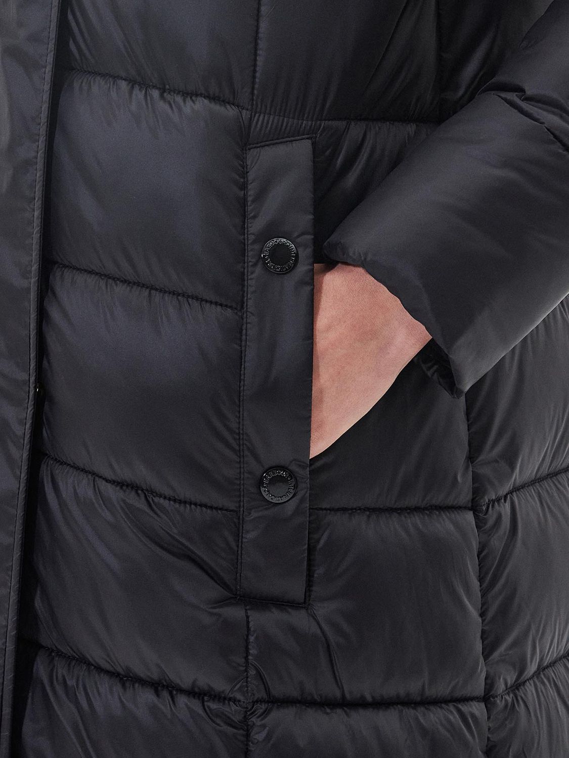 Barbour International Holmes Quilted Longline Jacket, Black