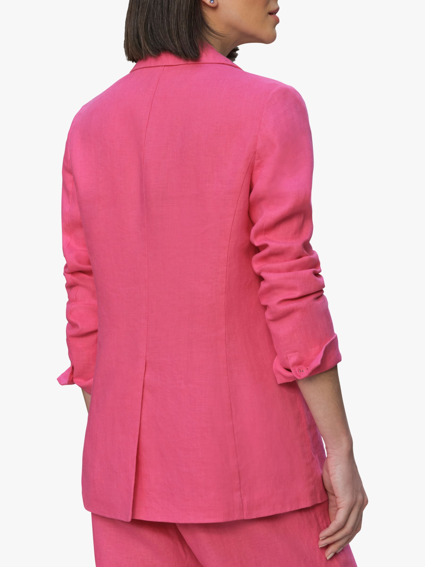 Pure Collection Longline Linen Blazer, Pink, 14