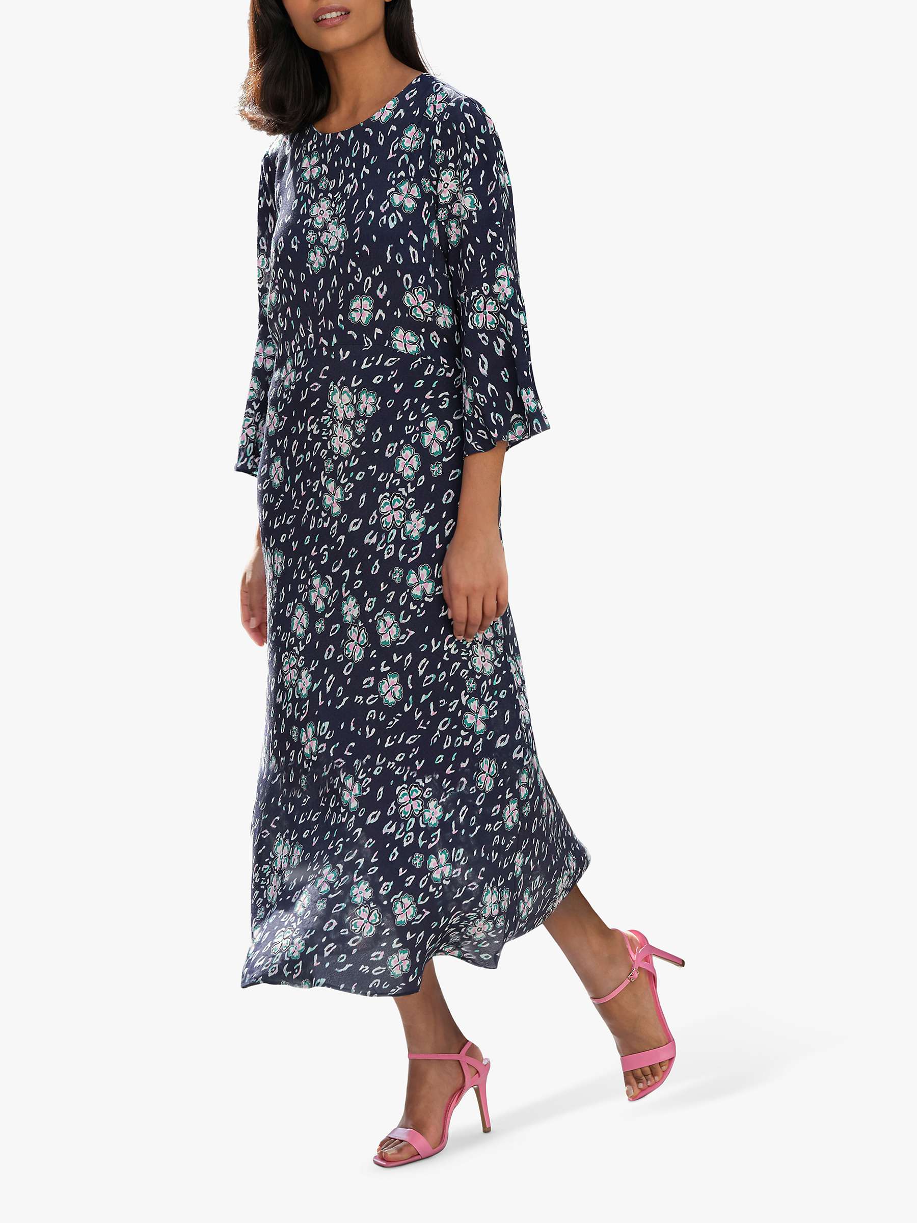 Buy Pure Collection Fluted Sleeve Midi Dress, Navy Online at johnlewis.com