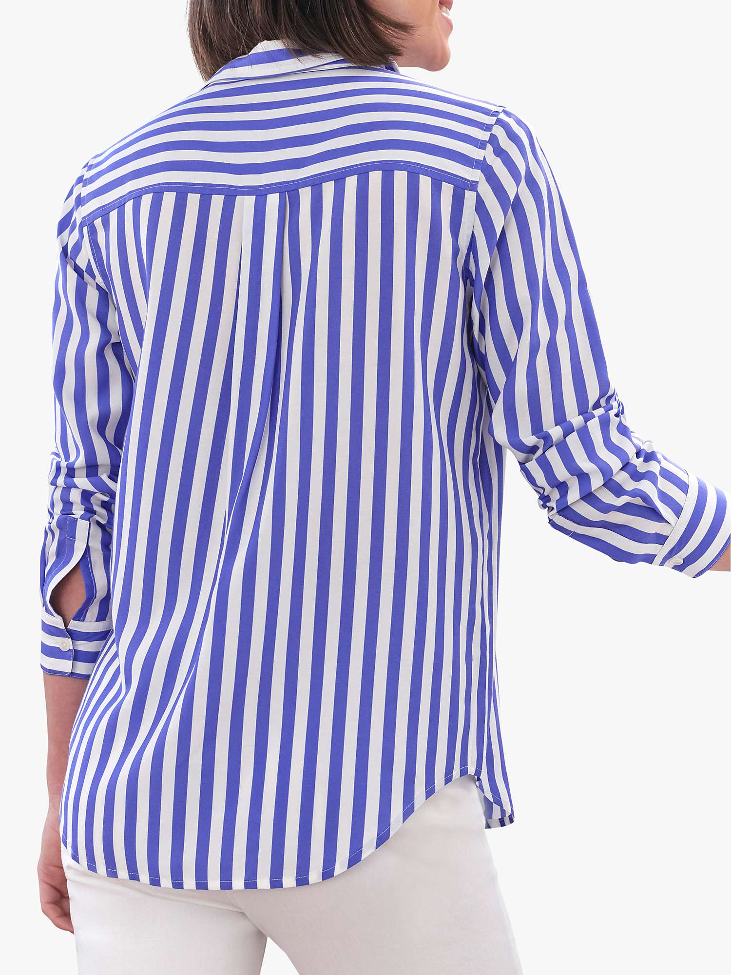 Buy Pure Collection Silk Blend Stripe Shirt, Blue Online at johnlewis.com