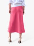 Pure Collection Laundered Linen Midi Skirt, Lipstick Pink