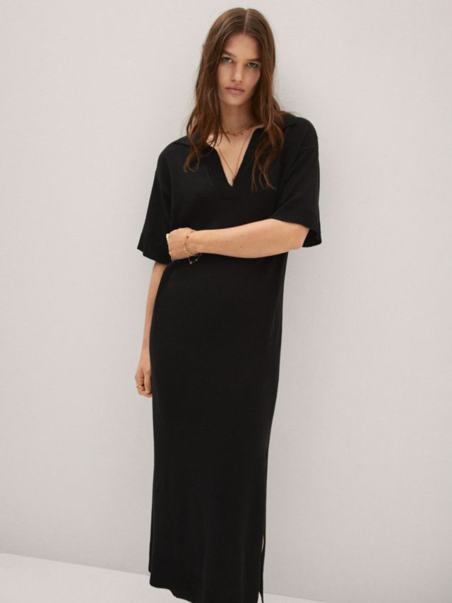 Mango Alto Linen-Blend Dress, Black, 4