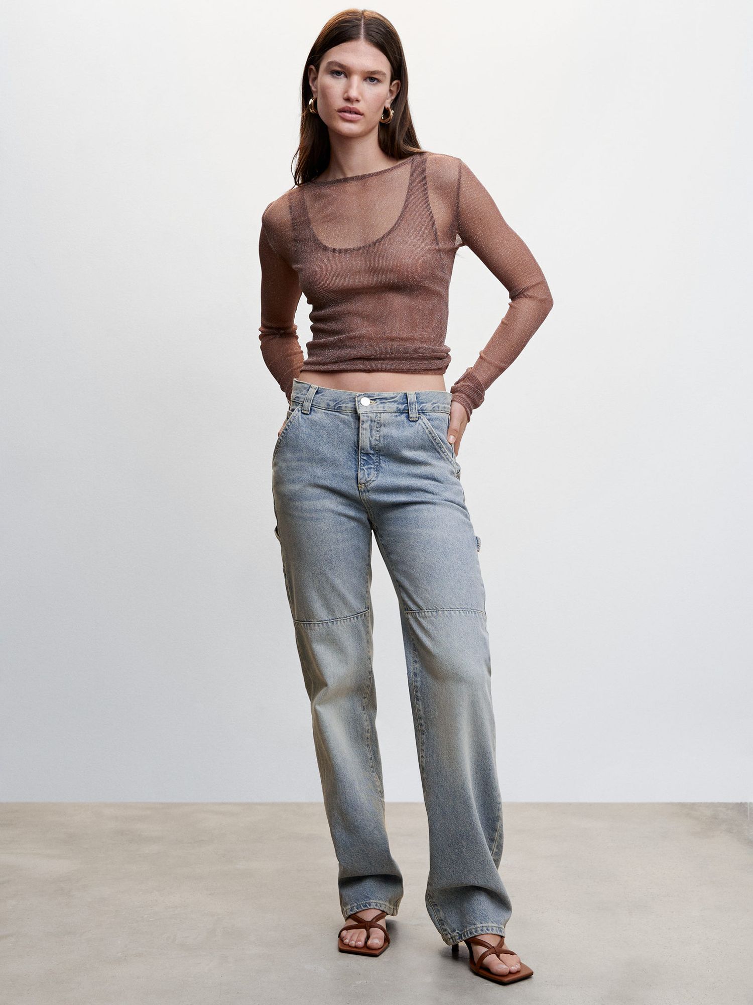 Mango Kyomi Carpenter Cargo Jeans, Blue at John Lewis & Partners