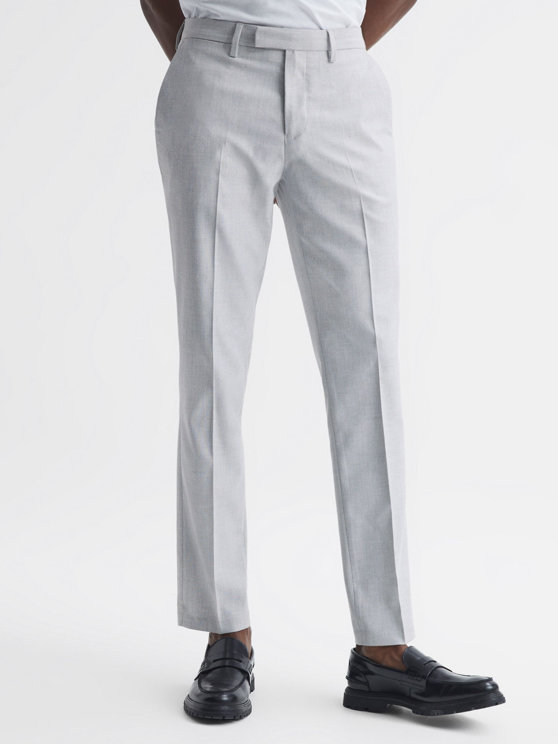 Reiss Fold-End On End Tailored Trousers, Light Grey