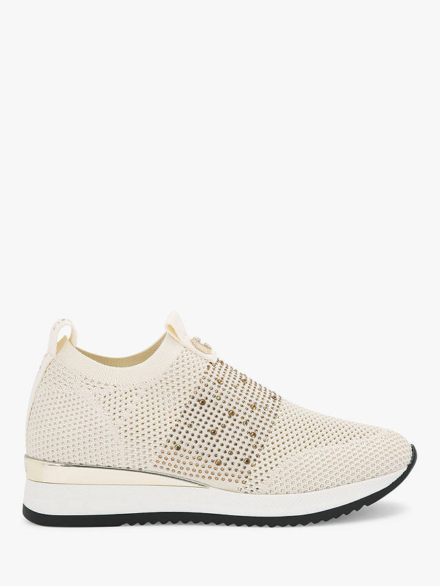 Carvela Janeiro 2 Knitted Embellished Slip On Trainers, Putty