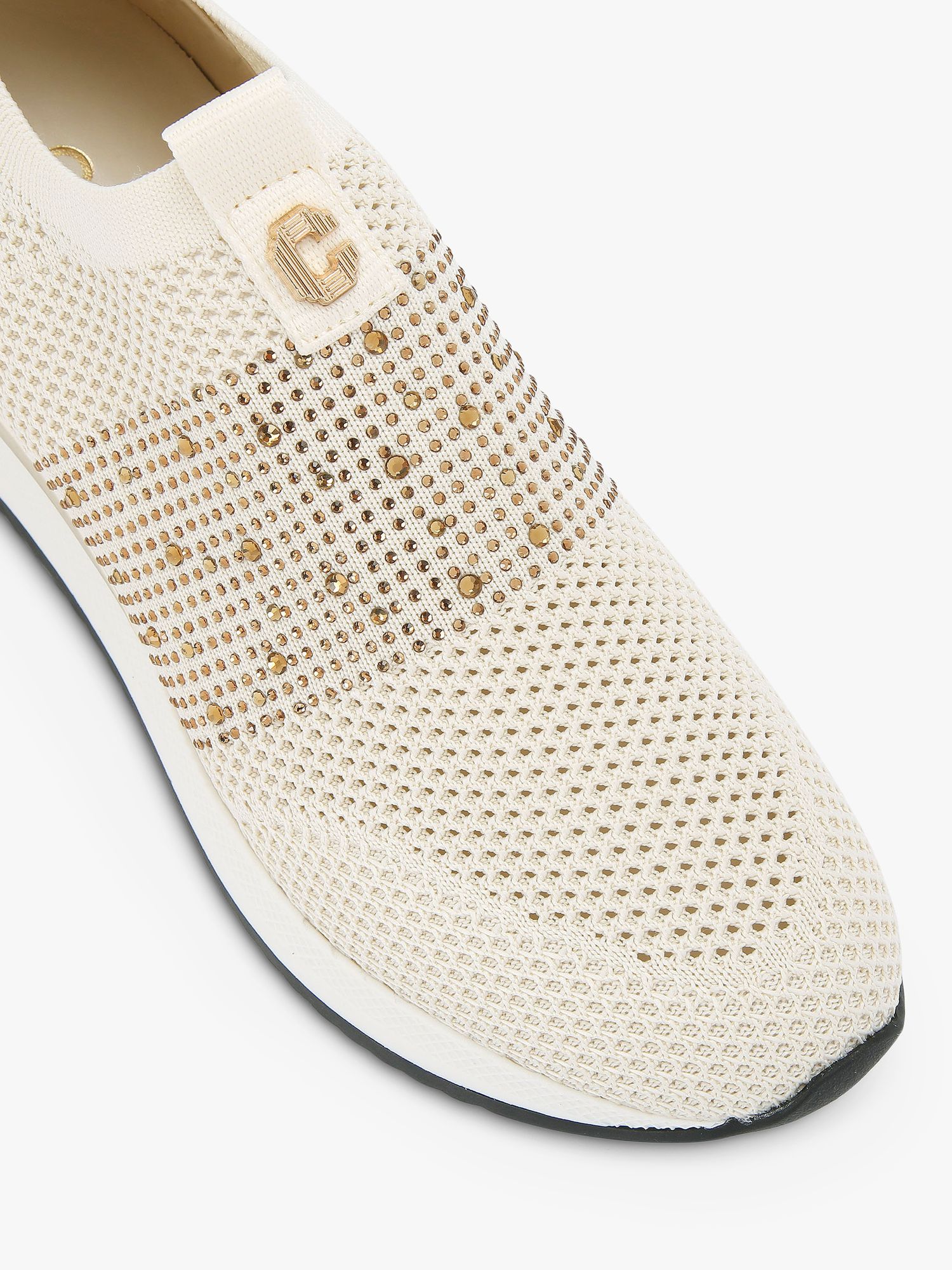 Carvela Janeiro 2 Knitted Embellished Slip On Trainers, Putty at John ...