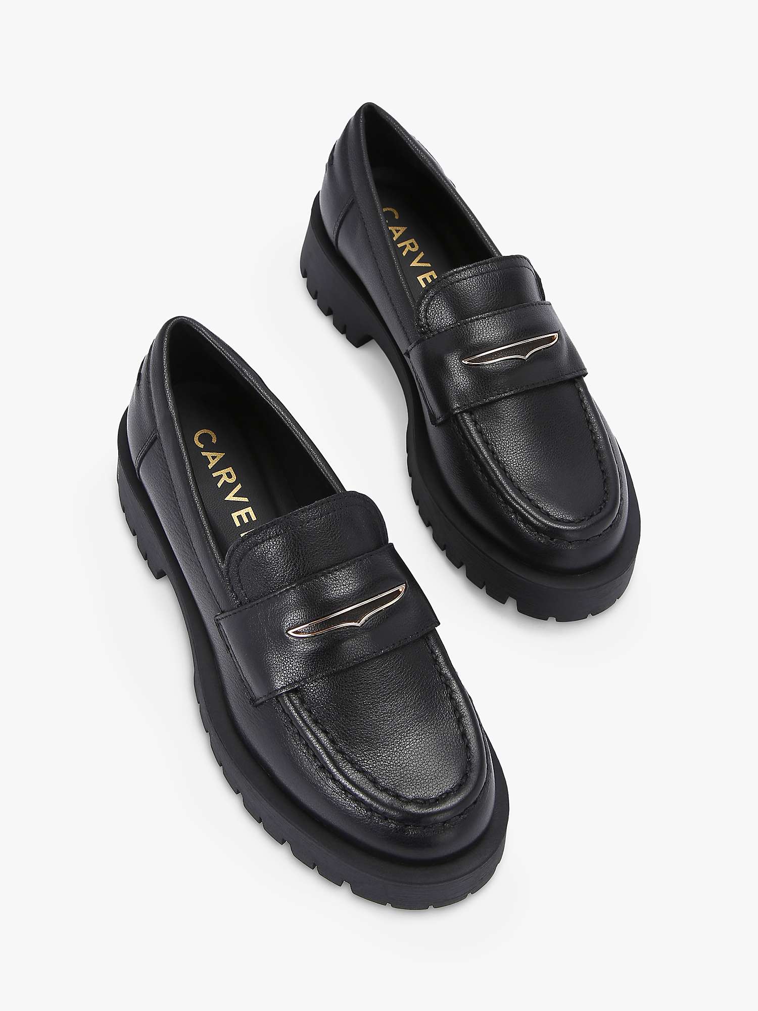 Buy Carvela Stomper 2 Chunky Leather Loafers, Black Online at johnlewis.com