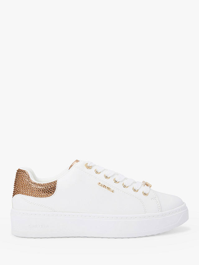 Carvela Dream Lace Up Trainers, White/Gold Stud