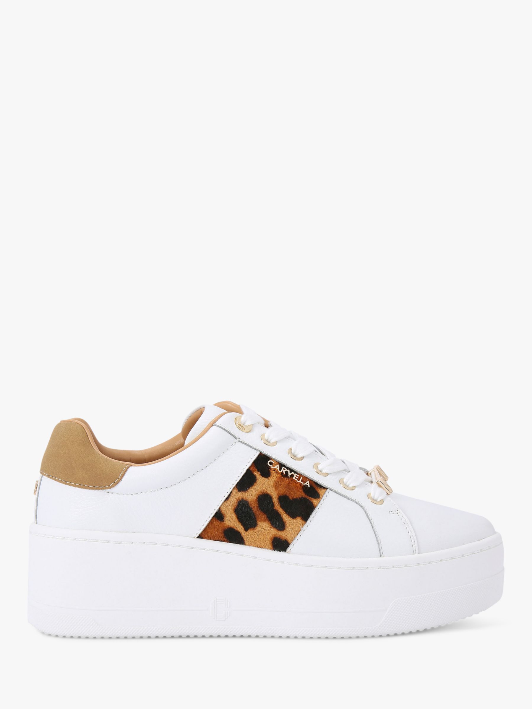 Carvela Connected Leopard Print Flatform Chunky Trainers, White/Multi ...