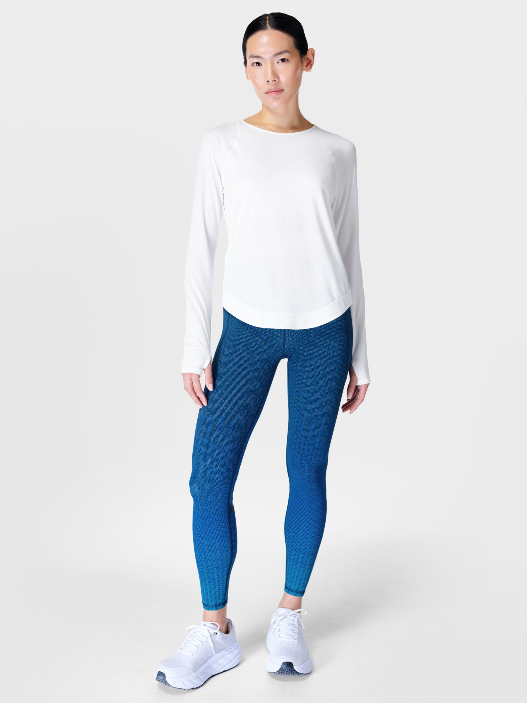 Sweaty Betty Breathe Easy Long Sleeve Top, White at John Lewis & Partners