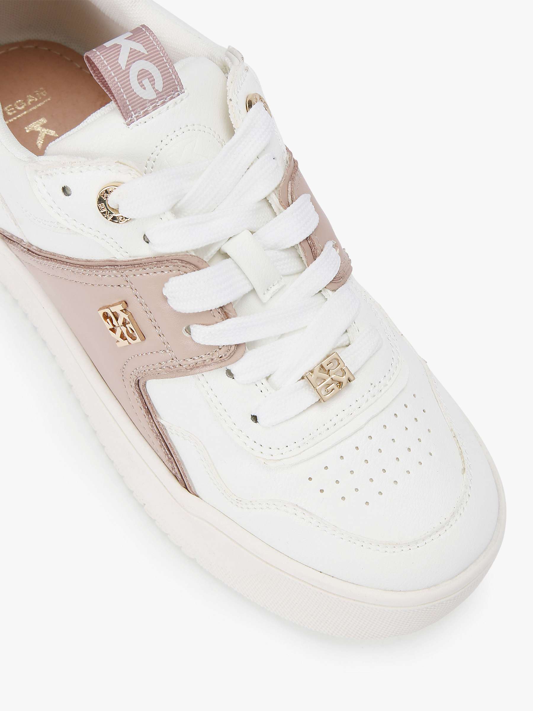 KG Kurt Geiger Lyra Lace Up Trainers, White/pink at John Lewis & Partners