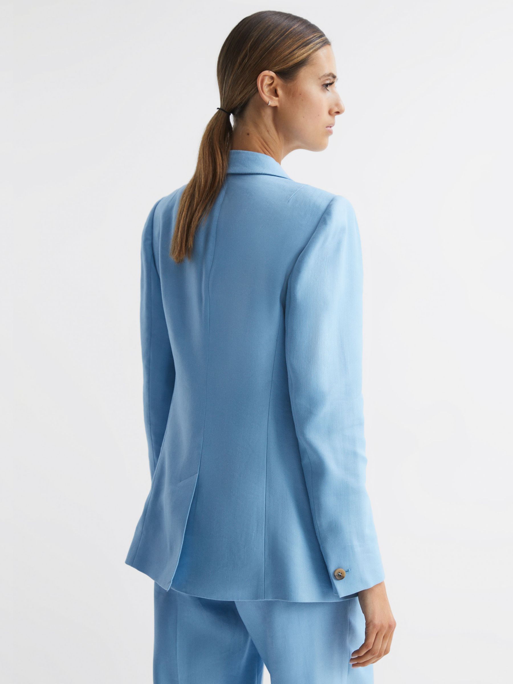 Linen-blend Jacket - Light blue - Ladies
