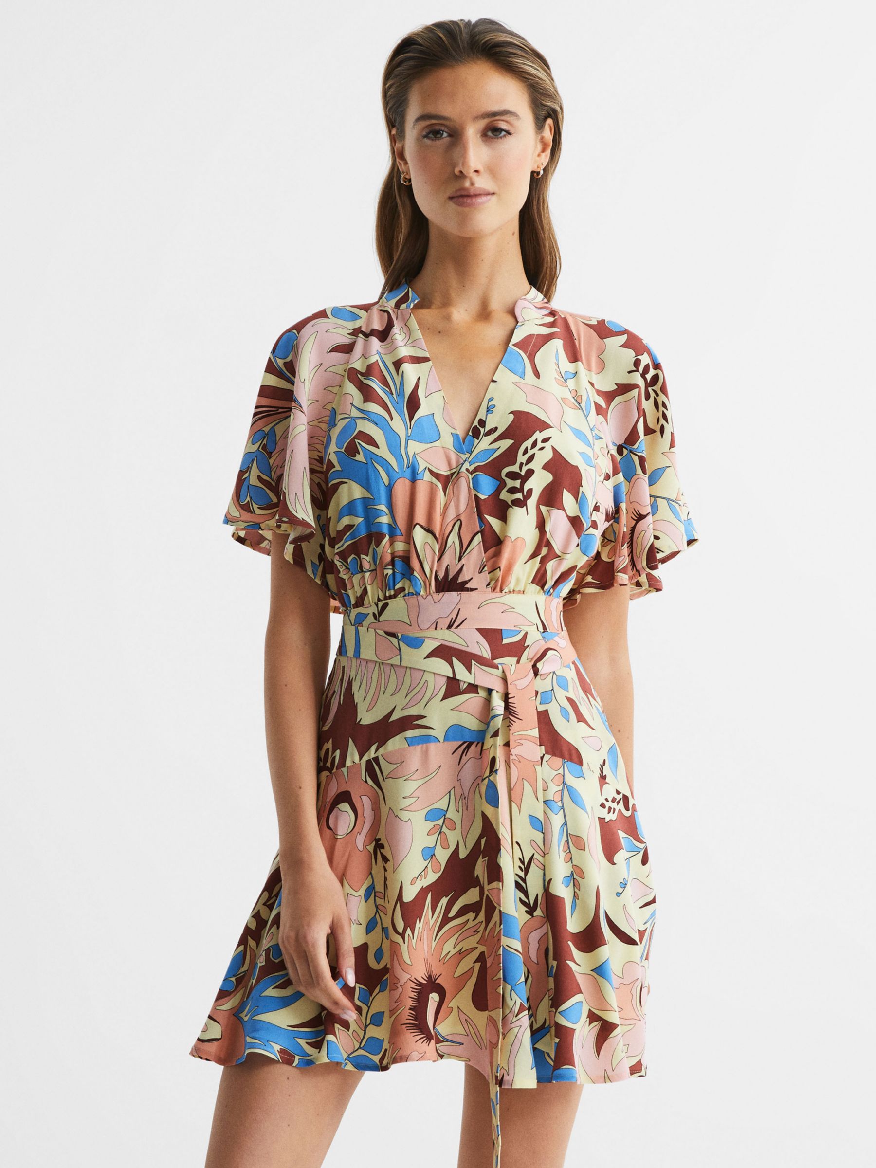 Reiss Kara Floral Print Mini Dress, Multi