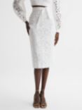 Reiss Immi Lace Pencil Skirt, White
