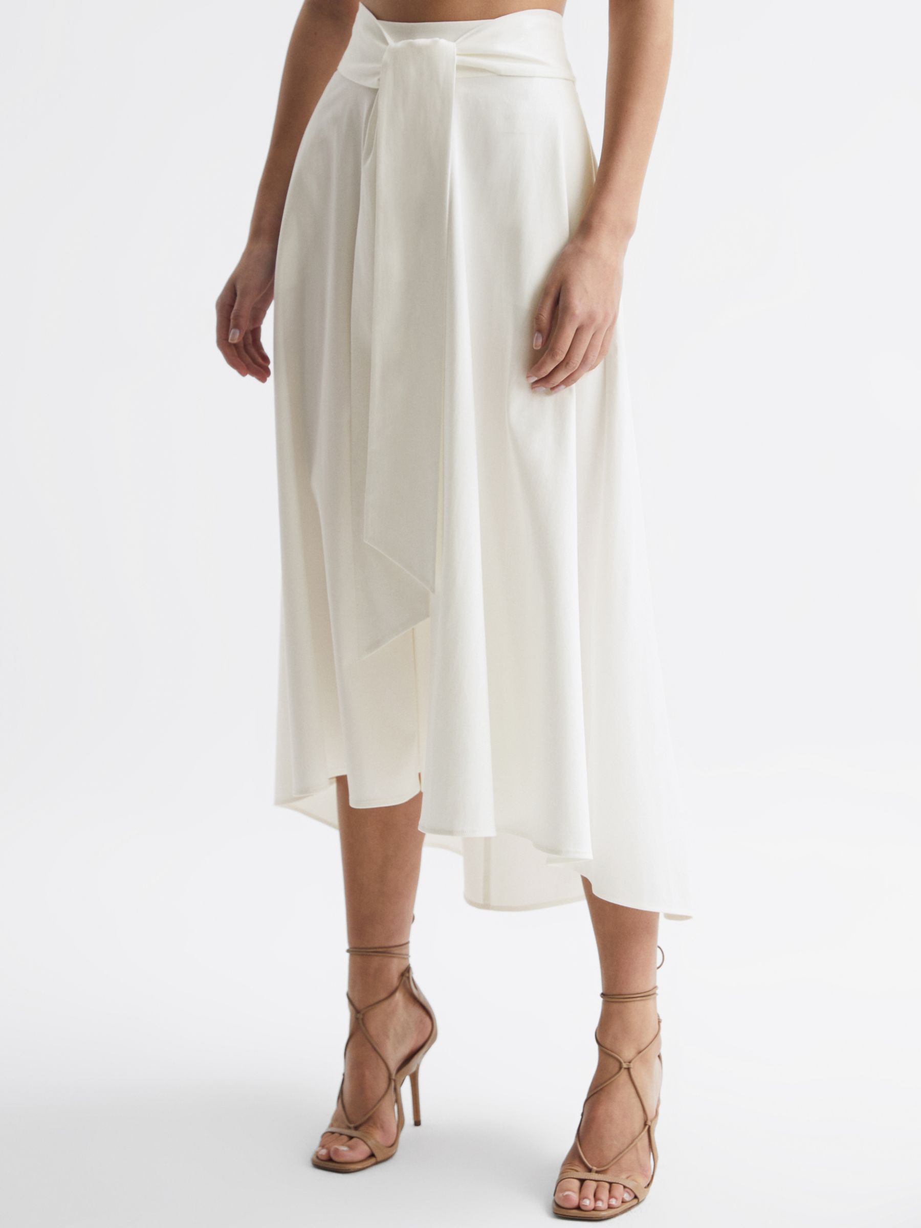 Reiss Rebecca Midi Flared Skirt, White, 6