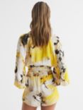 Reiss Odette Floral Print Cropped Blouse, Yellow