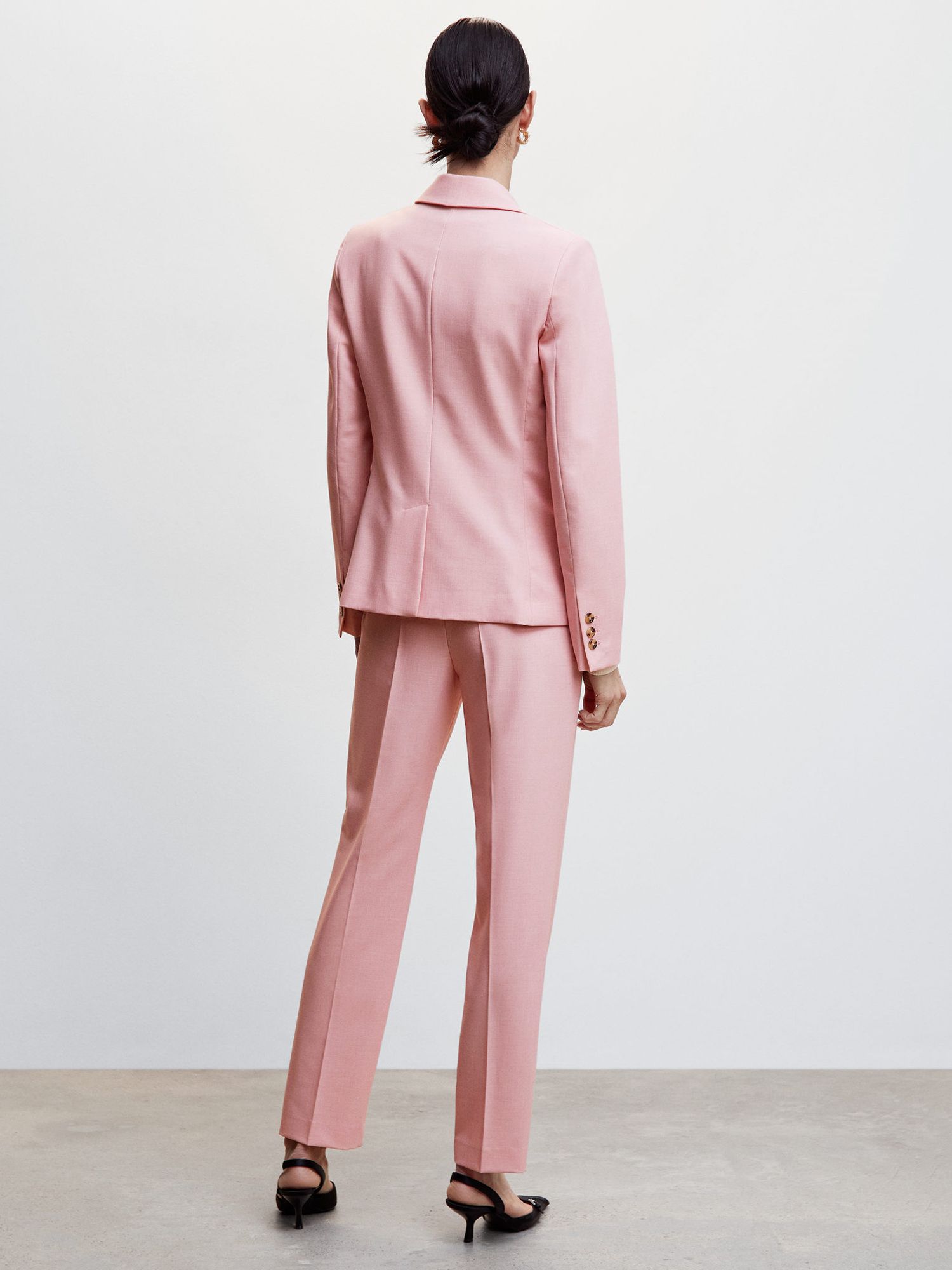 Mango Borevi Linen Blend Blazer, Pastel Pink at John Lewis & Partners