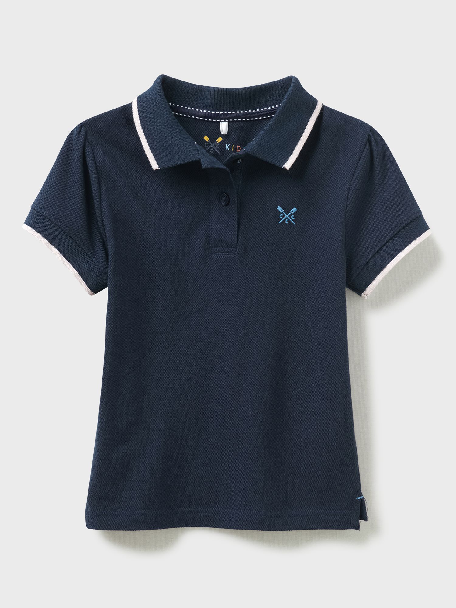 Crew Clothing Kids' Ocean Organic Cotton Polo Shirt, Navy Blue