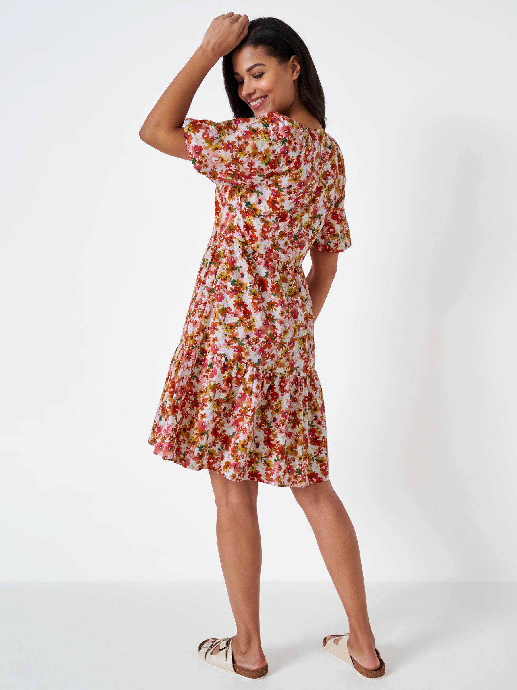 Crew Clothing Isla Floral Print Dress, Pink/Multi at John Lewis & Partners