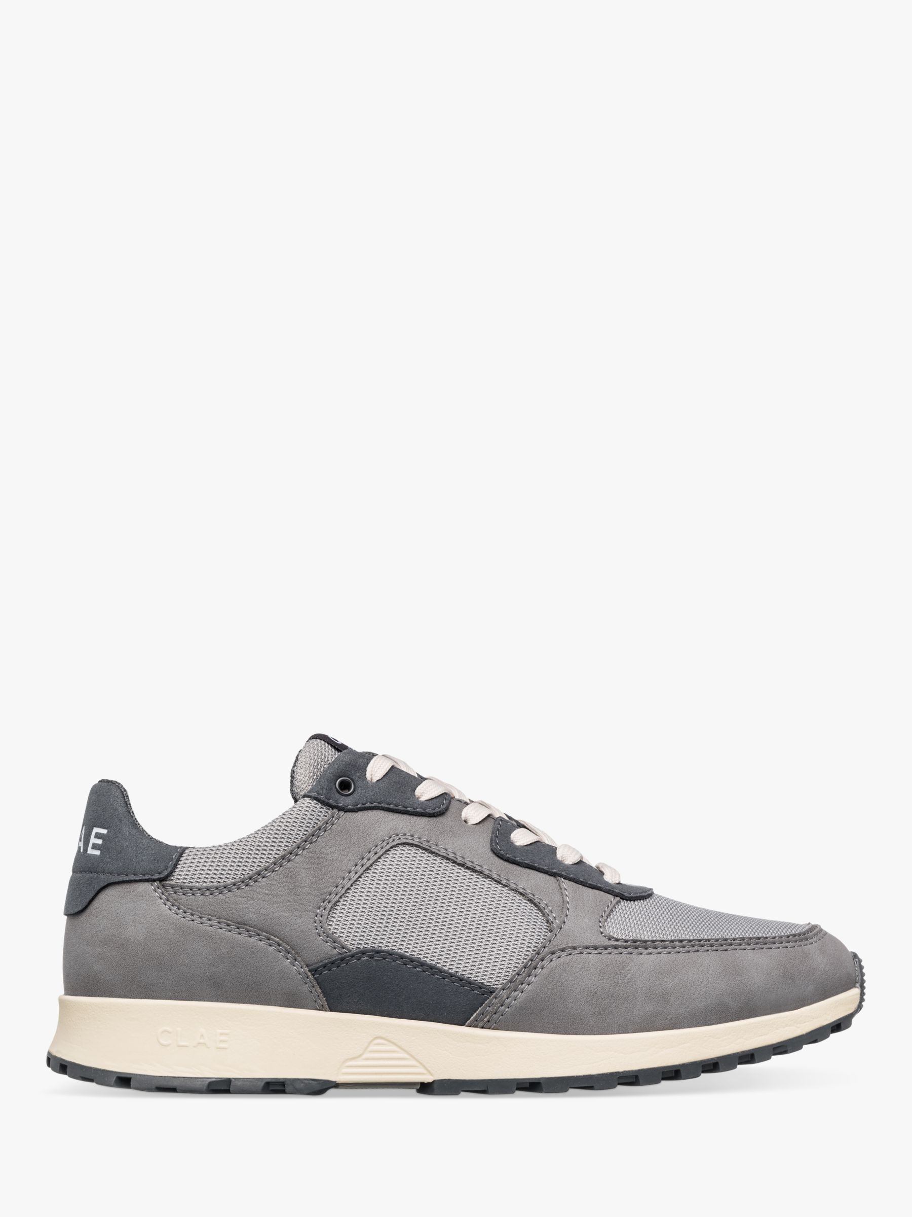 CLAE Joshua Lace Up Trainers, Forest Grey Vanilla at John Lewis & Partners