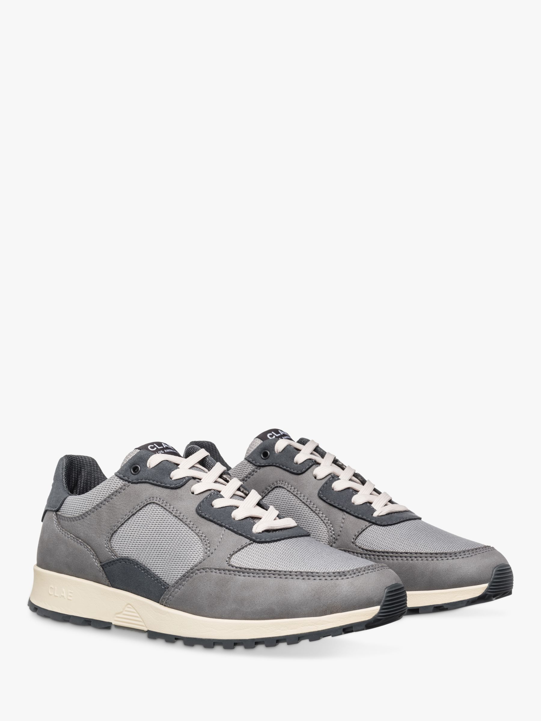 CLAE Joshua Lace Up Trainers, Forest Grey Vanilla at John Lewis & Partners