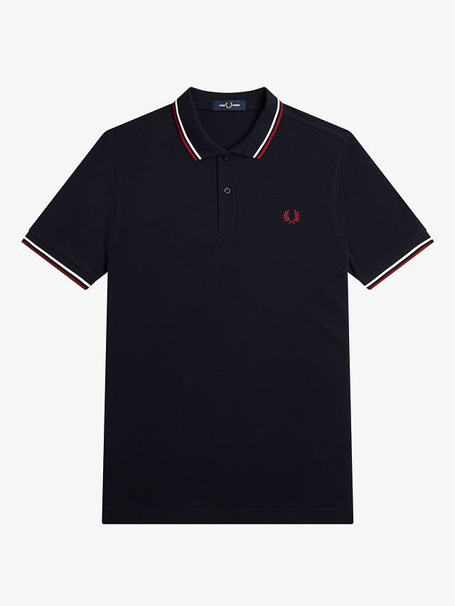 Fred Perry Short Sleeve Polo Shirt, Navy/White/Red