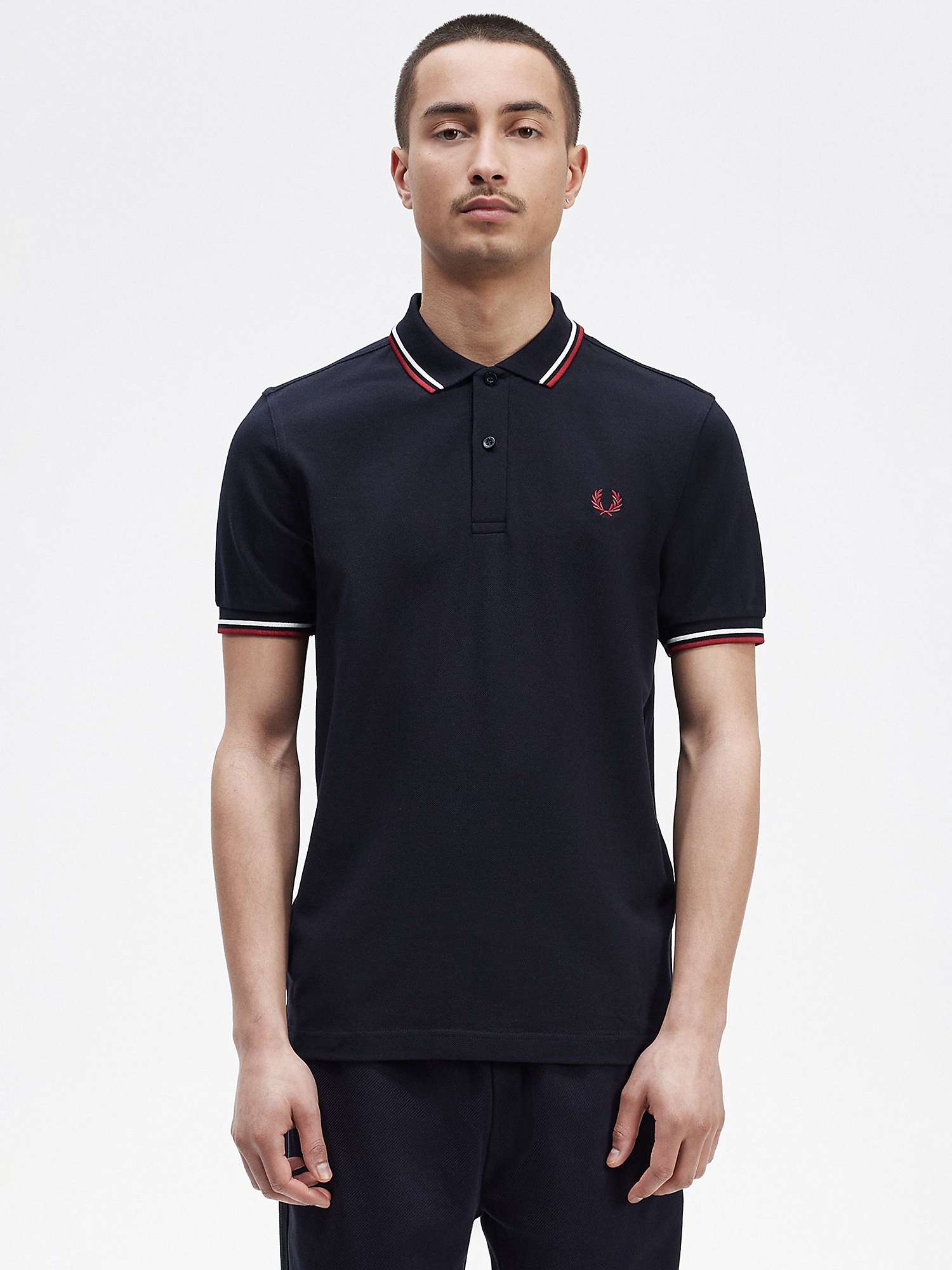 Buy Fred Perry Short Sleeve Polo Shirt, Navy/White/Red Online at johnlewis.com