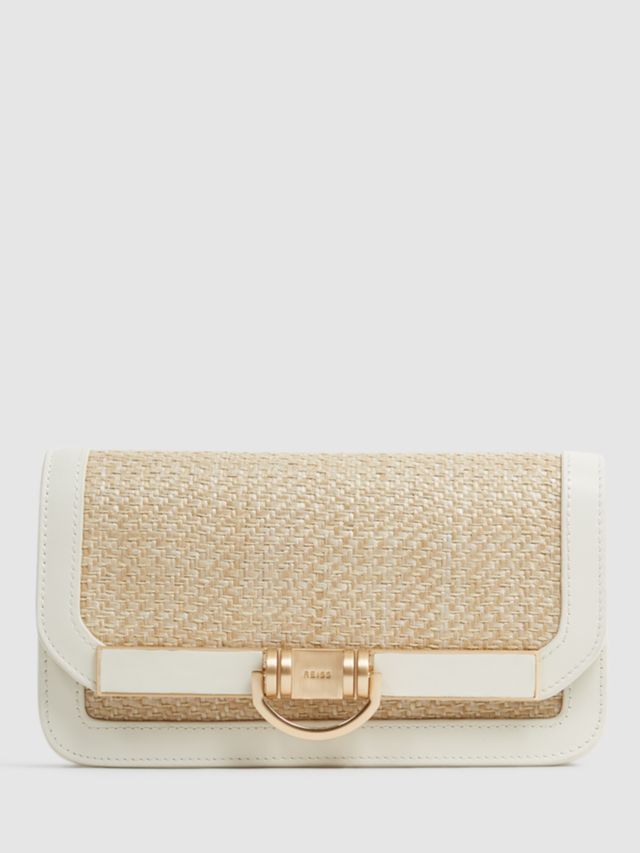 Reiss Lexi Clutch Handbag Natural Off White One Size