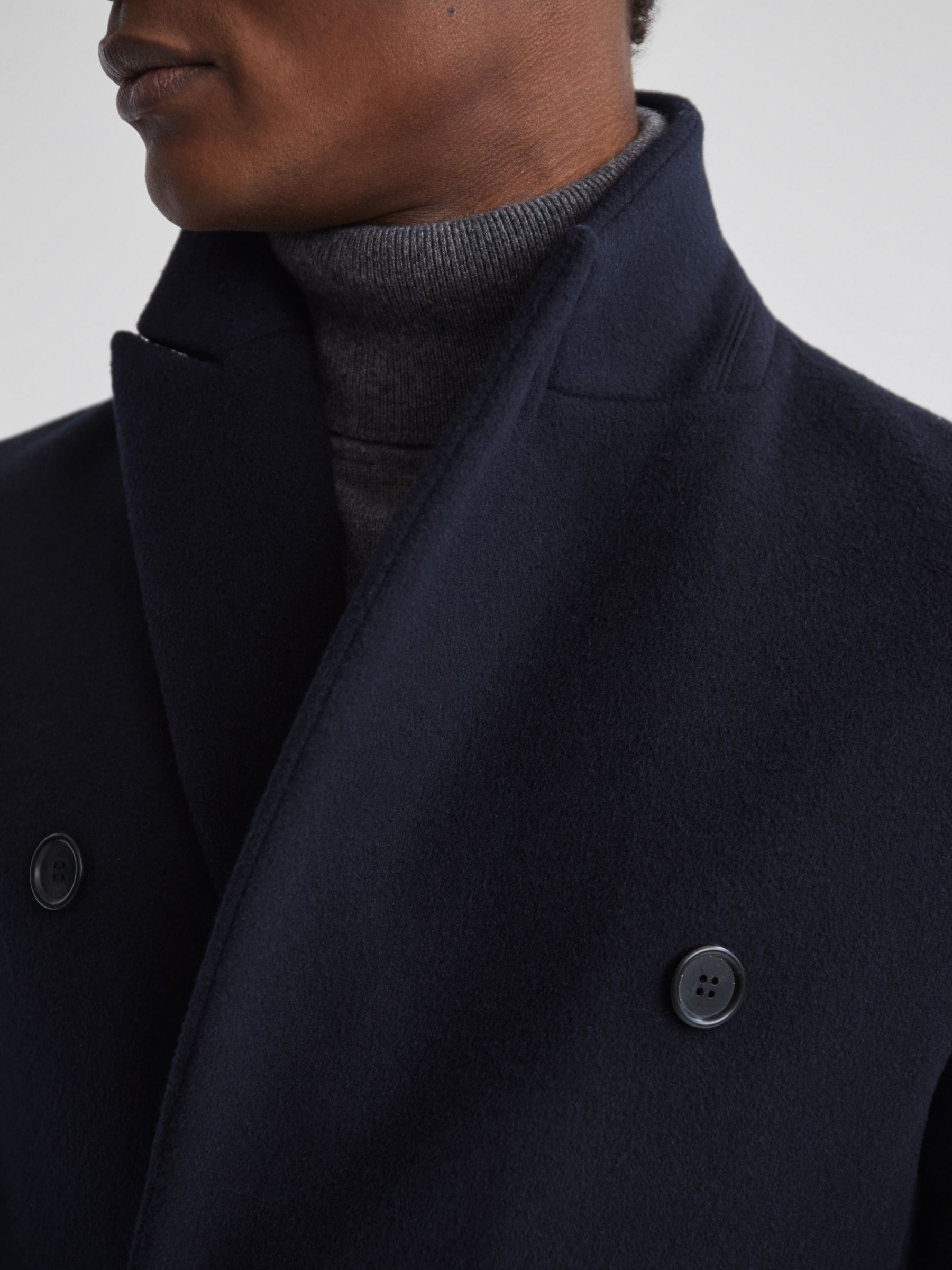 Reiss Glory Double Breasted Peacoat, Navy, XS