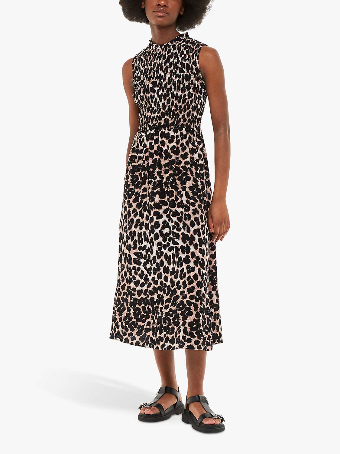Buy Whistles Heidi Leopard Print Midi Dress, Brown/Multi Online at johnlewis.com