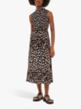 Whistles Heidi Leopard Print Midi Dress, Brown/Multi, Brown/Multi