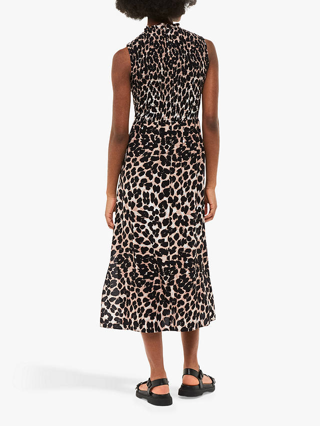 Whistles Heidi Leopard Print Midi Dress, Brown/Multi