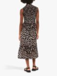 Whistles Heidi Leopard Print Midi Dress, Brown/Multi, Brown/Multi