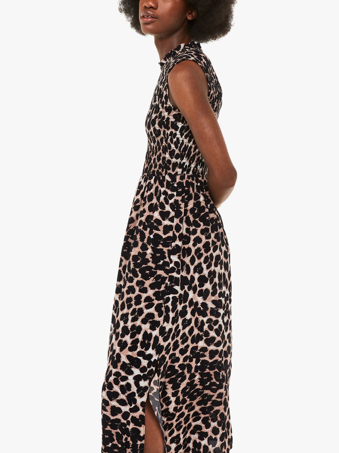 Whistles Heidi Leopard Print Midi Dress, Brown/Multi, 6