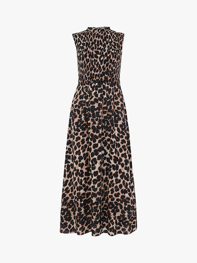 Whistles Heidi Leopard Print Midi Dress, Brown/Multi