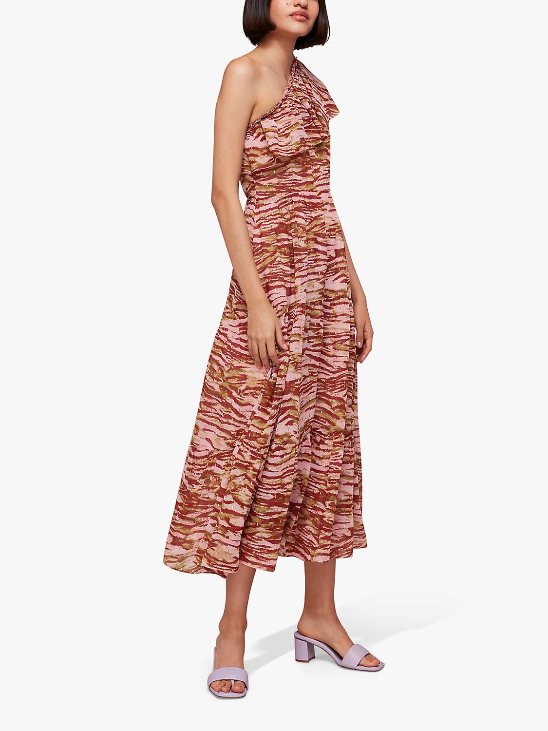 Buy Whistles Clouded Tiger Print Asymmetric Midi Dress, Multi Online at johnlewis.com