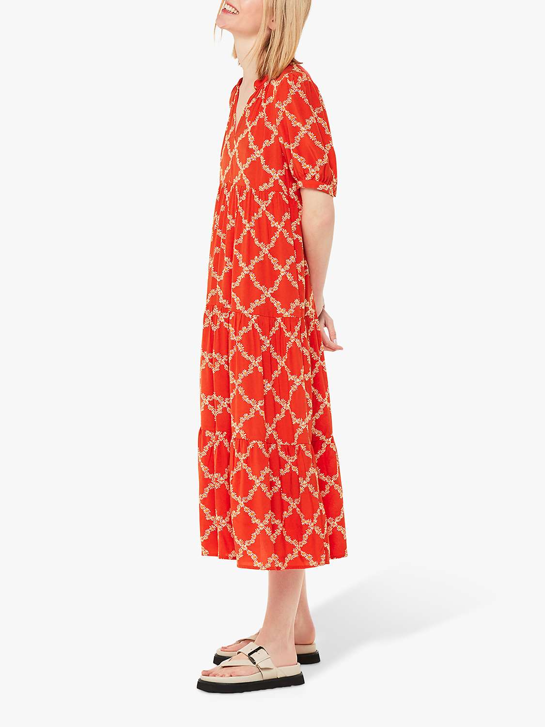 Buy Whistles Daisy Trellis Trapeze Dress, Red/Multi Online at johnlewis.com