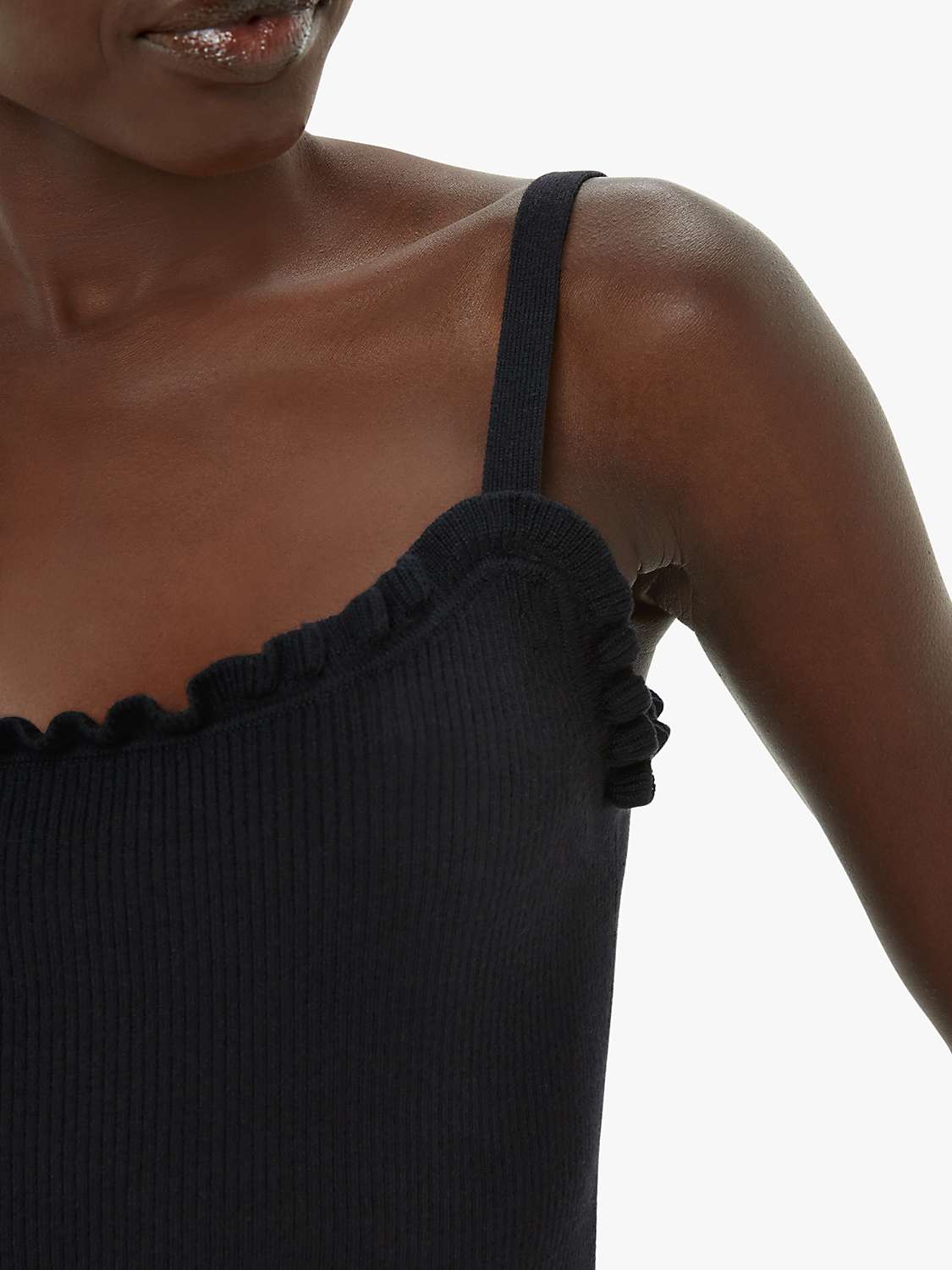 Buy Whistles Frill Trim Vest Top, Black Online at johnlewis.com