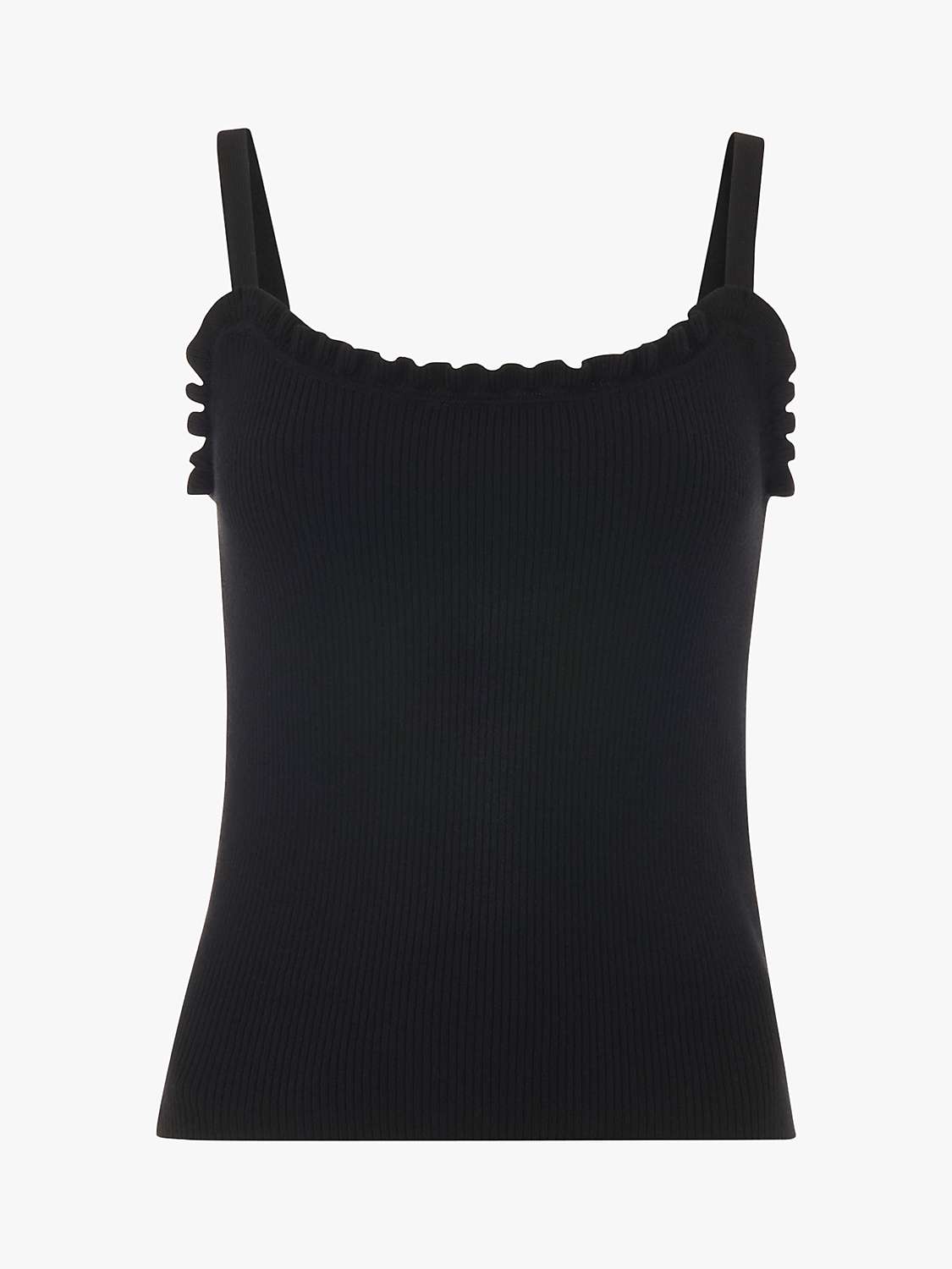 Whistles Frill Trim Vest Top, Black at John Lewis & Partners