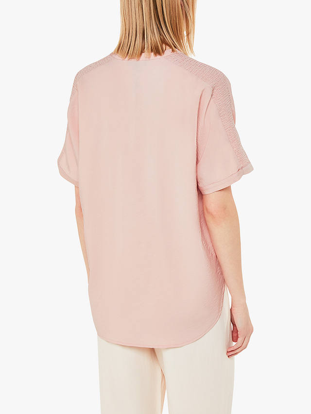 Whistles Maisie Shirred Sleeve Blouse, Pink