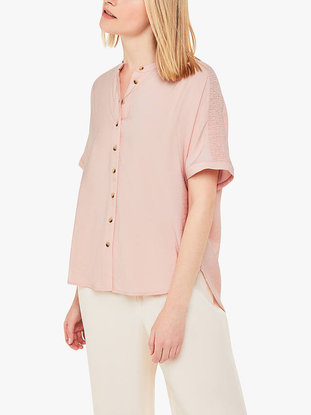 Whistles Maisie Shirred Sleeve Blouse, Pink