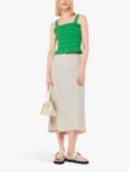 Whistles Linen Side Button Skirt, Oatmeal