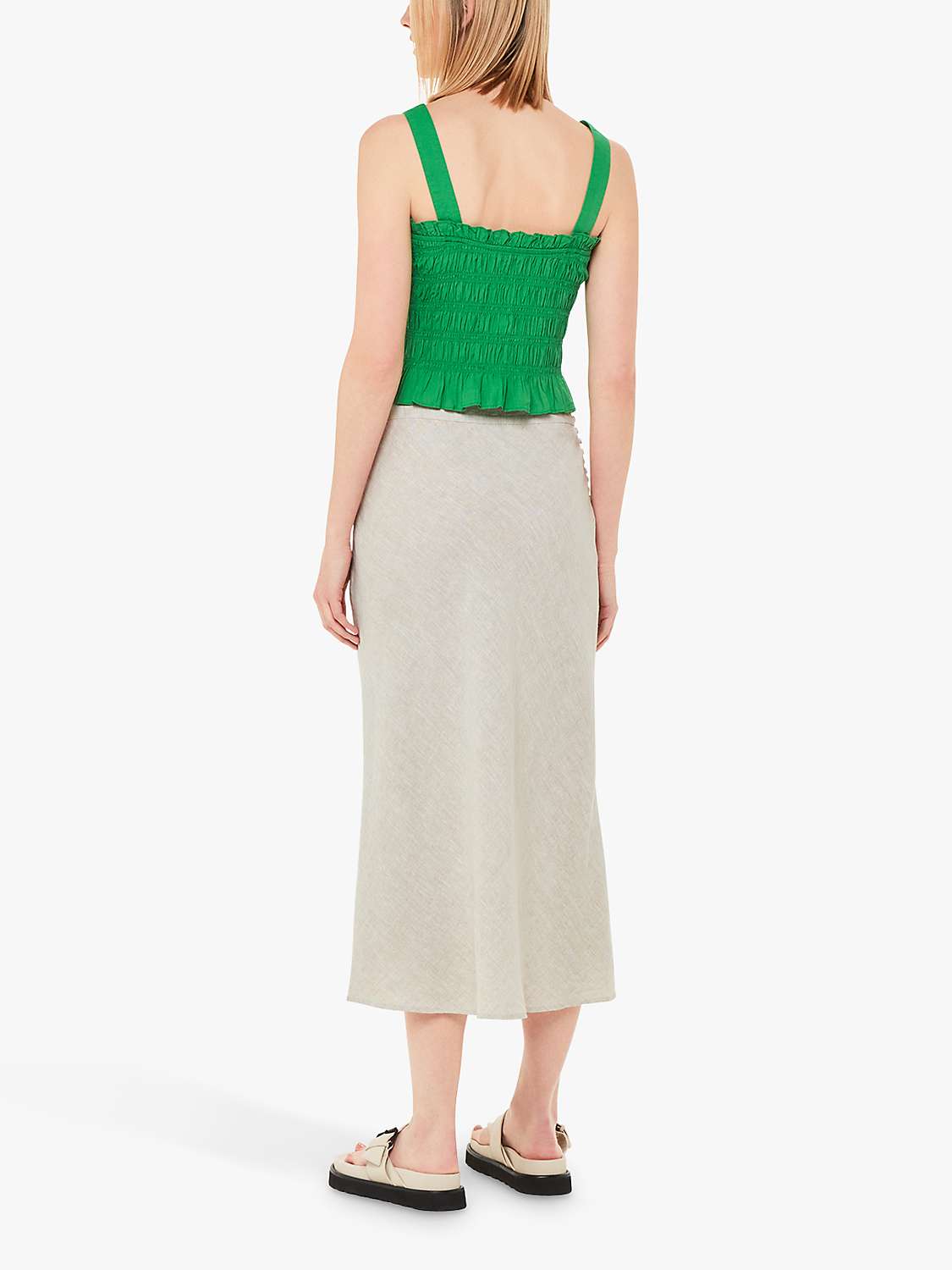 Buy Whistles Linen Side Button Skirt, Oatmeal Online at johnlewis.com