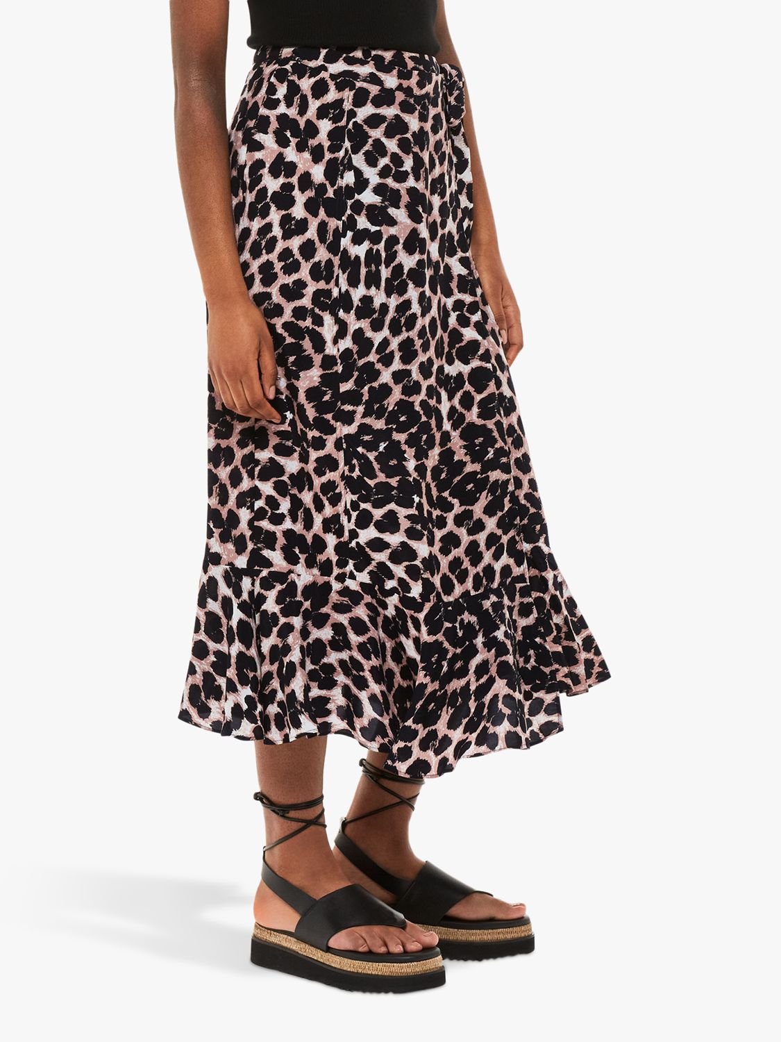 Whistles Leopard Spot Wrap Skirt, Multi at John Lewis & Partners