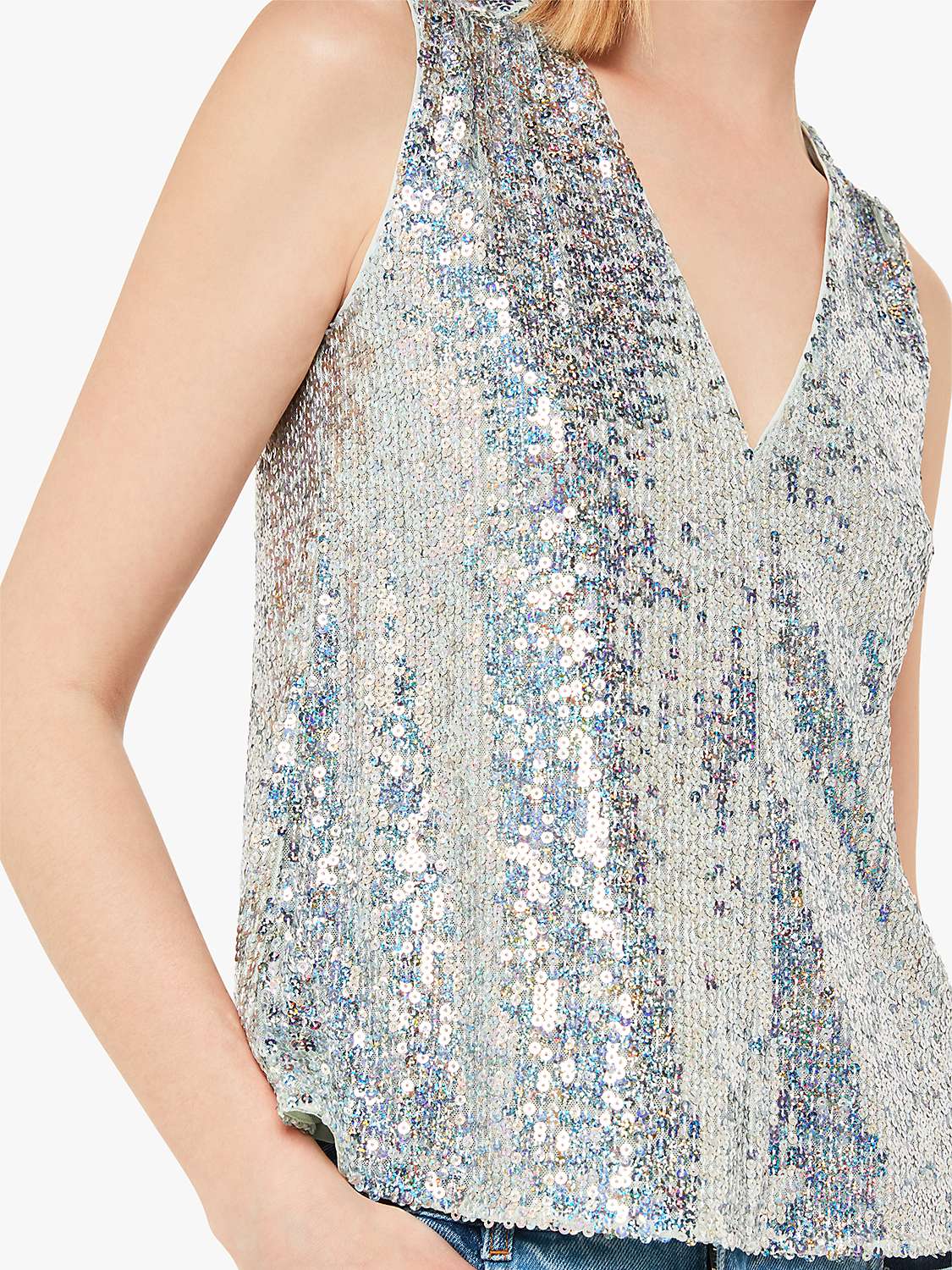 Buy Whistles Claudia Sequin Vest Top, Silver Online at johnlewis.com